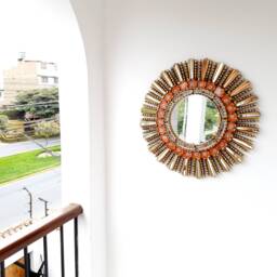 Peruvian Mirrors - Lime Orange 60cm Wall Mirror Home Decor Decorative Handicrafts - thumbnail 2