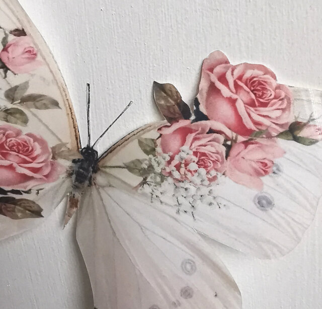 Shabby Chic Rose Butterfly Decals 3D Wall Art, Set Of 4 - image 1