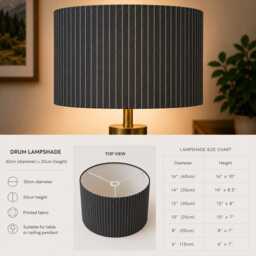 Handmade Charcoal & White Stripe Drum Lampshade/Ceiling Light Pendant - thumbnail 4