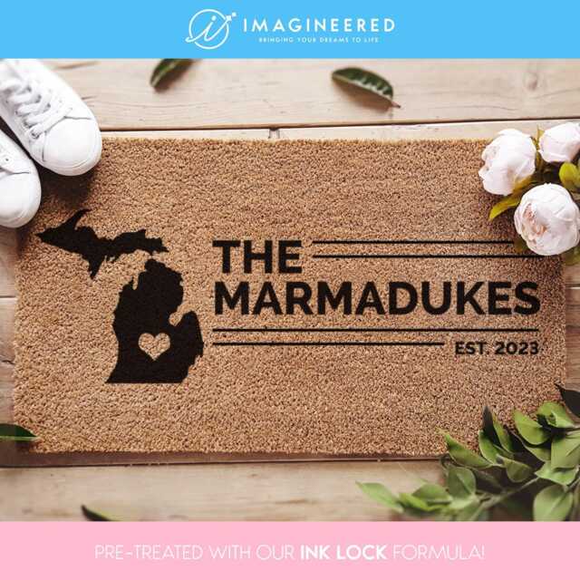 Custom Michigan State Map - Personalized Doormat Home Us New House Decor Gift Usa Rug - image 1