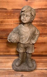 Stone Garden Football Boy Player Large Statue Ornament - thumbnail 1