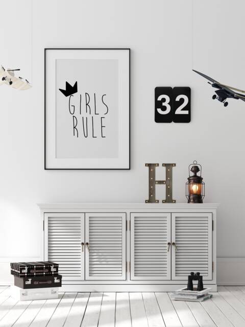 Girls Rule Print Playroom Wall Art - image 1