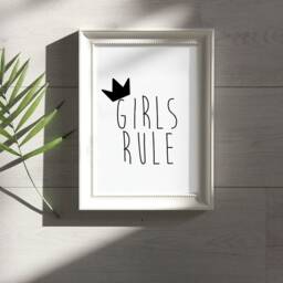 Girls Rule Print Playroom Wall Art - thumbnail 3