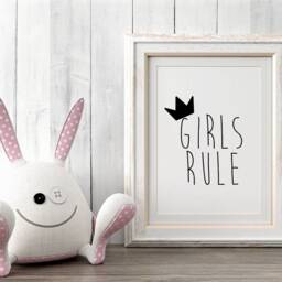 Girls Rule Print Playroom Wall Art - thumbnail 2