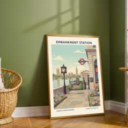 Embankment Train Station London Art Print Poster - British Railway Underground Tube English UK Wall Decor Lover Gift - thumbnail 2