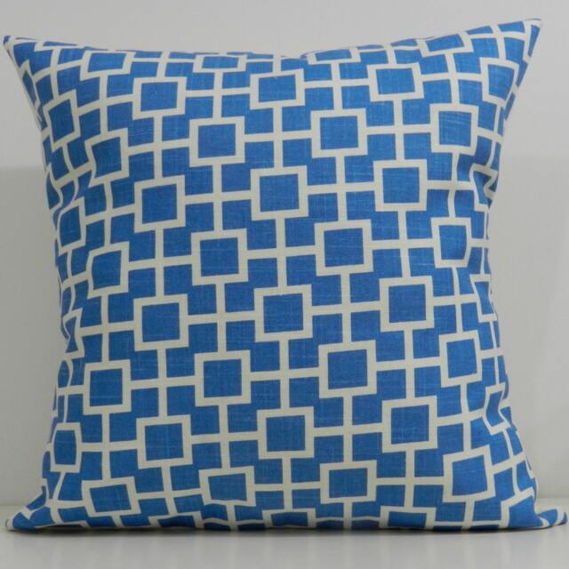 New 18x18 Inch Designer Handmade Pillow Cases. Blue & White Cat's Cradle