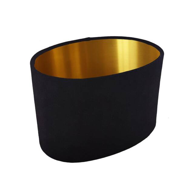 Black Oval Lampshade in Velvet With Gold Lining - image 1