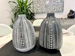 Modern White & Black Textured Dot Vase Is An Imperfect Beauty Paint Splatter Add To The Charm Authenticity Of Each Vase. Pampas Grass - thumbnail 1