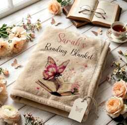 Personalised Reading Blanket For Book Lovers - Custom Name Butterfly & Throw Poet Core Fleece - thumbnail 1
