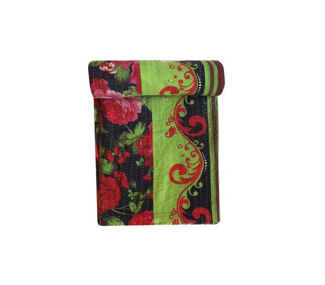 Handmade Vintage Kantha Quilt Indian Boho Throw Blanket - image 1