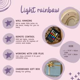 Rainbow Lamp Set Wooden Nursery Night Light With Remote - thumbnail 2