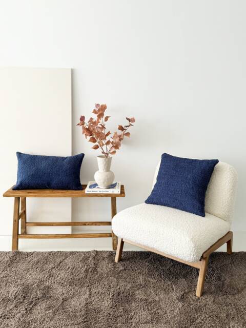 Blue Soft & Textured Throw Pillow Cover, Boucle Custom Size Hidden Zipper Case, Cozy Comfy Cushion Boho Home Decor, 18x18 - image 1