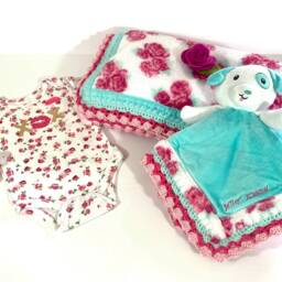 Betsey Johnson Vintage Rose Crochet Baby Blanket & Puppy Lovey Set - thumbnail 3