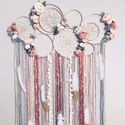 Large Floral Dreamcatcher Wall Hanging, Nursery Decor - thumbnail 3