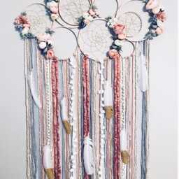 Large Floral Dreamcatcher Wall Hanging, Nursery Decor - thumbnail 2