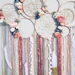 Large Floral Dreamcatcher Wall Hanging, Nursery Decor - thumbnail 4