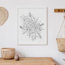 Peony Botanical Print/Botanical Illustration/Boho Art Print/Peonies Art/Nursery Decor/Wall Art/Gallery Art/Office Wall Decor - thumbnail 2