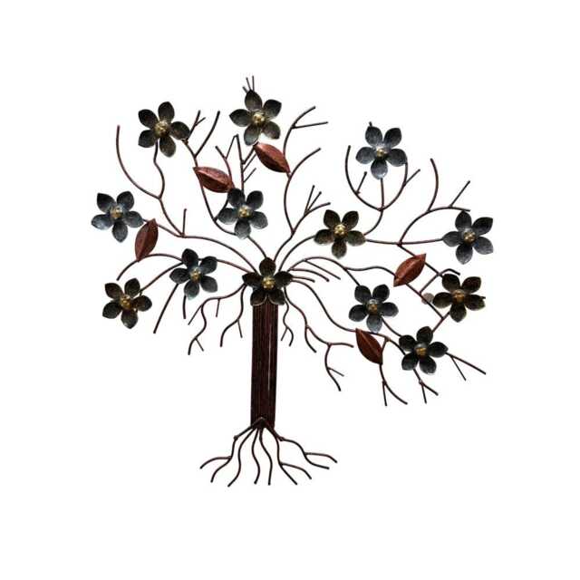 Metal Flower Tree Wall Art Ornament - Cherry/Apple Blossom Metallic - image 1