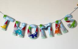 Dinosaur Felt Name Garland, Prehistoric, Nursery Decor, Banner, Bunting, Handmade Party Decoration, Wall Sign - thumbnail 1
