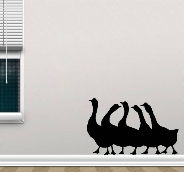 Gaggle Of Geese Vinyl Wall Art, Decal, Sticker, Transfer, Mural, Decor, Rent Friendly, Interior, Exterior, Full Removable, - 0068 - image 1
