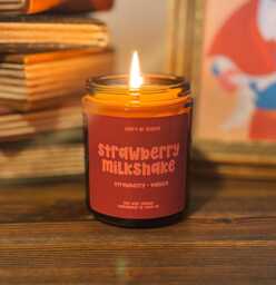 strawberry Milkshake Scented Soy Candle Hand-Poured 8Oz Jar - thumbnail 1