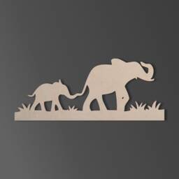 Unfinished Wooden Elephant Shape Safari Nursery Wall Decor - thumbnail 2