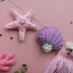 Under The Sea Garland, Jellyfish Starfish Girl Wall Decor, Ocean Nursery Bunting, Creature Decor - thumbnail 3