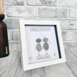 30Th Wedding Anniversary Gift, Pearl Anniversary, Personalised Pebble Art Thirty Years Handmade Gift - thumbnail 3