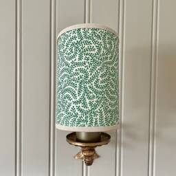 Soane Coral Green - Handmade, Candle Clip Half Shield Lampshade For Wall Lights