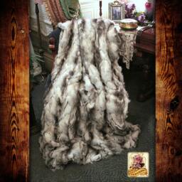Faux Fur Bedspread, Black White Gray Rabbit, Minky Cuddle Lining, Hand Made - thumbnail 2