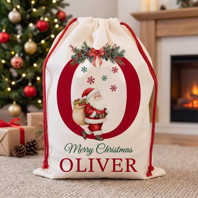 Premium Thick Santa Sack - Custom Canvas Personalised Christmas Present Gift Bag For Him Her Kids Adults Add Name Initial Xmas Stocking - image 1