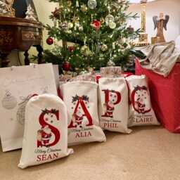 Premium Thick Santa Sack - Custom Canvas Personalised Christmas Present Gift Bag For Him Her Kids Adults Add Name Initial Xmas Stocking - thumbnail 2