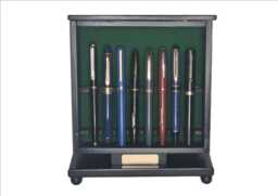 Handcrafted Ebonised Solid Wood Pen Display Case/Cabinet With Slide-Up Clear Acrylic Glass Front, Holds 8 Pens - Pens Not Included - thumbnail 1