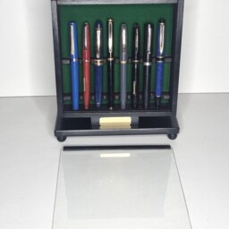 Handcrafted Ebonised Solid Wood Pen Display Case/Cabinet With Slide-Up Clear Acrylic Glass Front, Holds 8 Pens - Pens Not Included - thumbnail 4