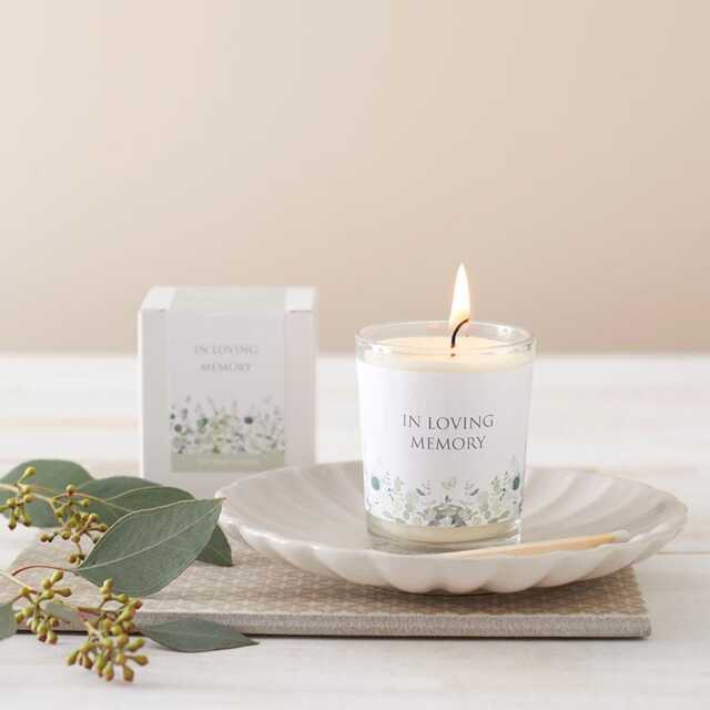 In Loving Memory Votive Candle Sympathy Gift - 90Ml, Botanical Eucalyptus Design, Funeral Favour, Memorial - image 1