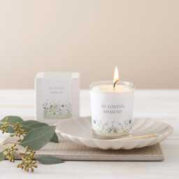 In Loving Memory Votive Candle Sympathy Gift - 90Ml, Botanical Eucalyptus Design, Funeral Favour, Memorial - thumbnail 1