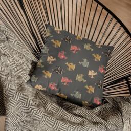 Paracas Birds Pillow Gray South American Weaving Design - thumbnail 1