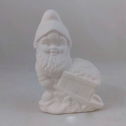 Ready To Paint Ceramic Small Gnome With Wheelbarrow - 5 Inches, Lawn Or Garden Gnome, Outdoor Indoor - thumbnail 2