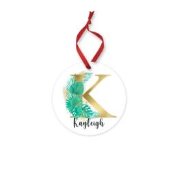 Personalised Initial Christmas Ornament Boho Tropical Ornament - thumbnail 4