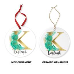 Personalised Initial Christmas Ornament Boho Tropical Ornament - thumbnail 3