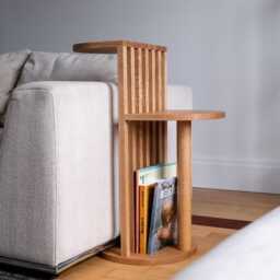 Solid Wood Two-Tier Side Table Mid-Century Modern Japandi Coffee Table - thumbnail 2
