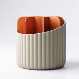 Rounded Desk Organiser Modern Circular Office Storage Minimalist Stationery Holder Ribbed Accessory 3D Printed Workspace - thumbnail 2