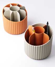Rounded Desk Organiser Modern Circular Office Storage Minimalist Stationery Holder Ribbed Accessory 3D Printed Workspace