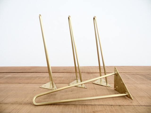 "6"" Brass Hairpin Table Legs - Height 4"" To 10" - image 1