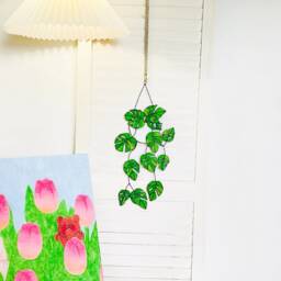 Monstera Plant Stained Glass Window Hangings Flowers Boho Home Decor Suncatcher Wall - thumbnail 3