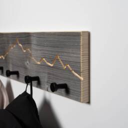 Coat Rack Mountain Motif I Old Wood Hooks Wardrobe Wall Mounted Rack - thumbnail 3