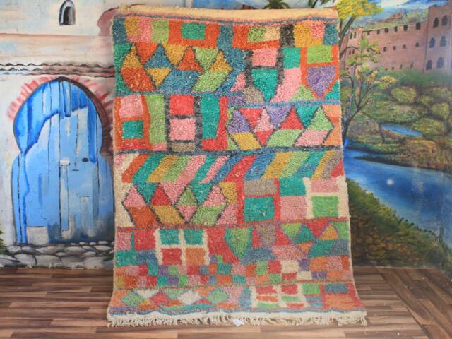 Colorful Moroccan Rug, Custom Fabulous Boujad Abstract Multicolored Carpet, Handmade Bohemian Rug - image 1