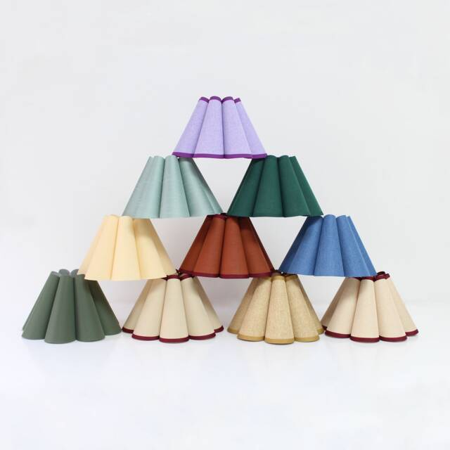 Handmade Scallop Pleated Lampshade Fabric & Acrylic, Custom Colors - image 1