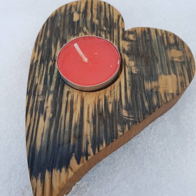 Whisky Barrel Heart Tealight Holder-Curved Tea Light Holder - image 1