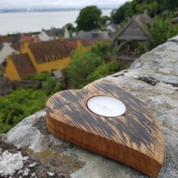 Whisky Barrel Heart Tealight Holder-Curved Tea Light Holder - thumbnail 4